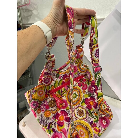 Vera Bradley Pink Purple Convertible Backpack Tote Purse -Clementine Pattern main image 8